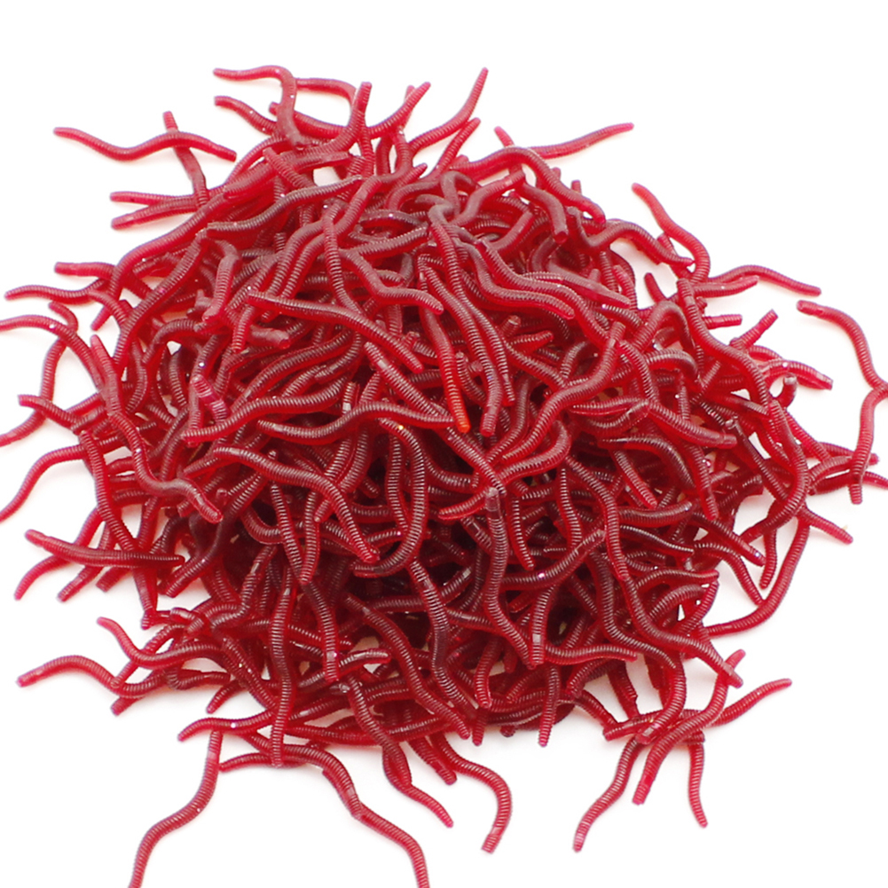 

100/200pcs 3.5cm Soft Red Worm Baits Earthworm Carp Fishing Lures Tackles, 100 pcs, 501 Original