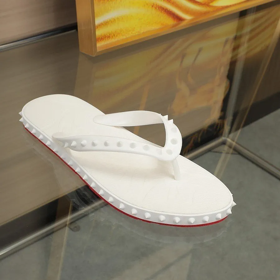 Gentleman's Red Bottom R ivet Flip-Flops Casual Fashion Non-Slip Flip Flops-vocosishoes