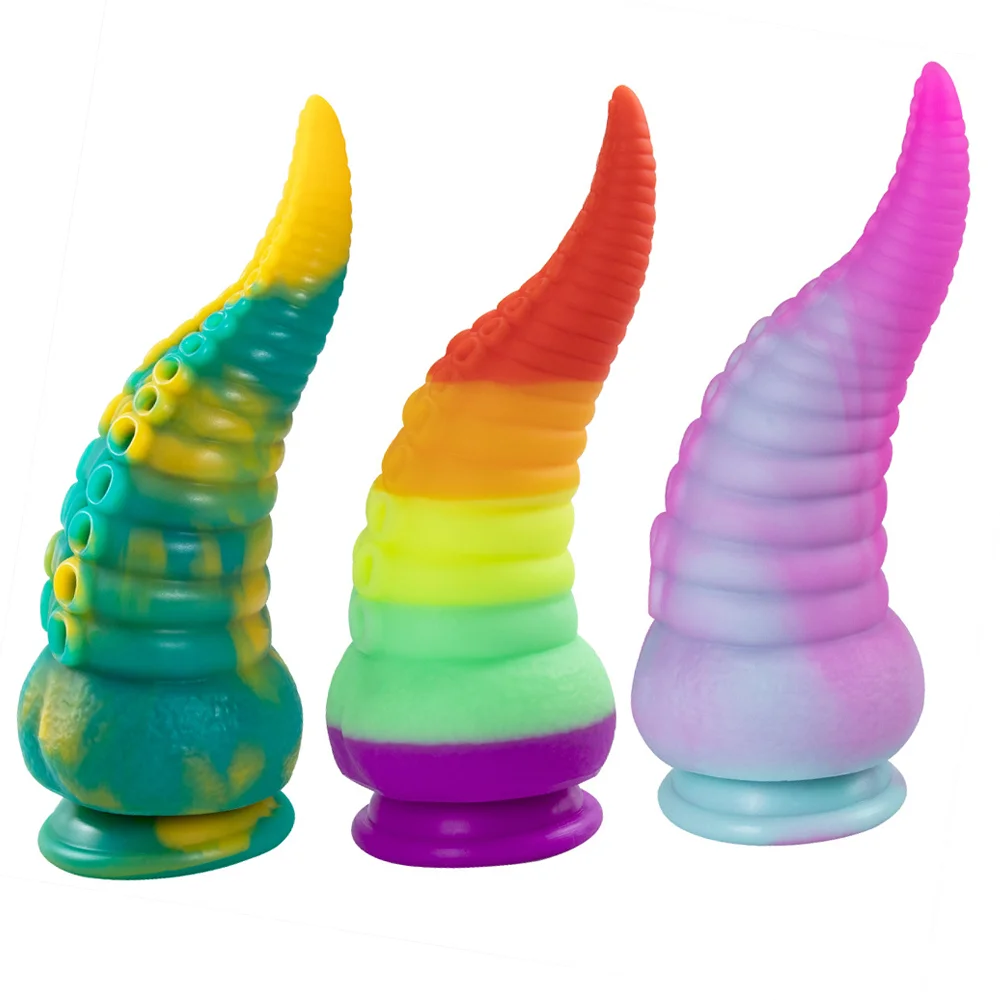8in Multi-colored Tentacle Dildo Anal Plug Buttplug Monster Dildo (Triton)3