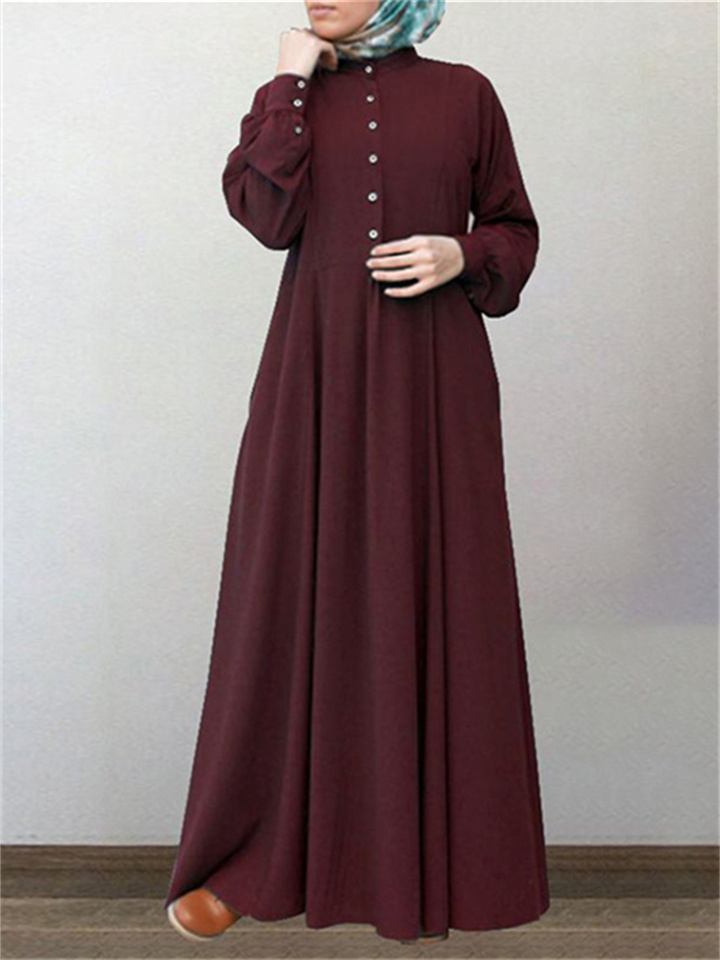 Casual Country Style Retro Women's Cardigan Round Neck Large Swing Type Dress | 168DEAL
