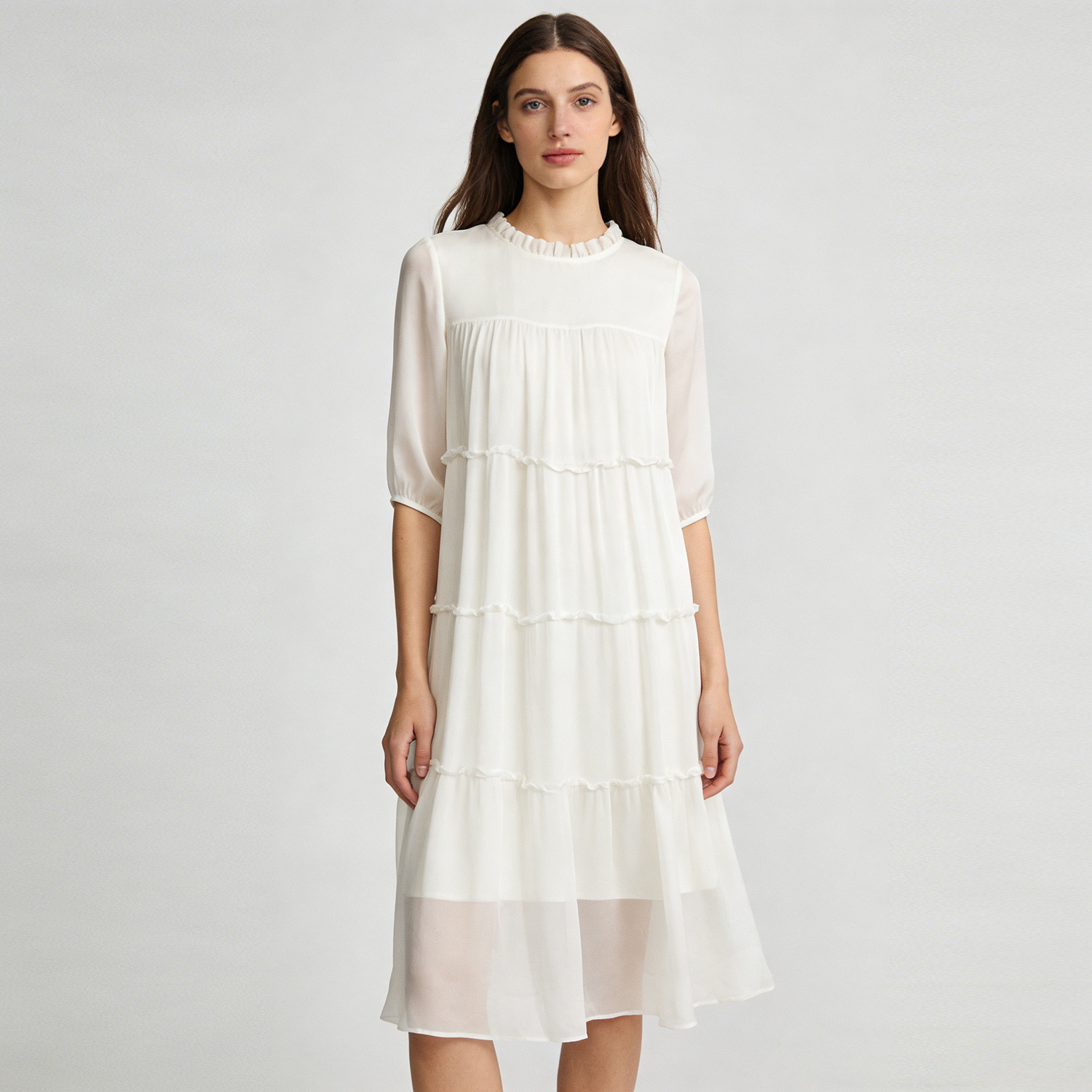 Women's 100% Mulberry Silk Midi Dress For Summer Travel REAL SILK LIFE