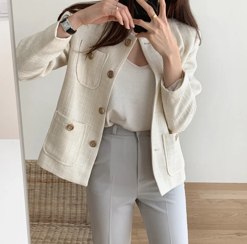 Autumn Winter Tweed Coat 2020 Fashion Women's  Long SleeveJacket Vintage Cardigan  Woolen