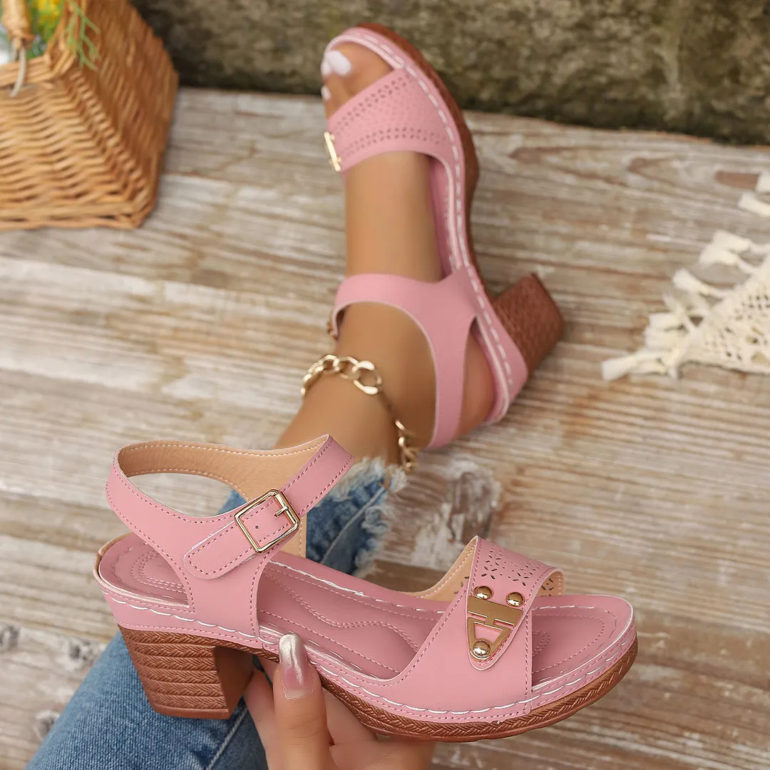 Yyvonne Sandals Women Wear 2025 Summer New Thick-Heeled High-Heeled Sandals Women Casual Comfort