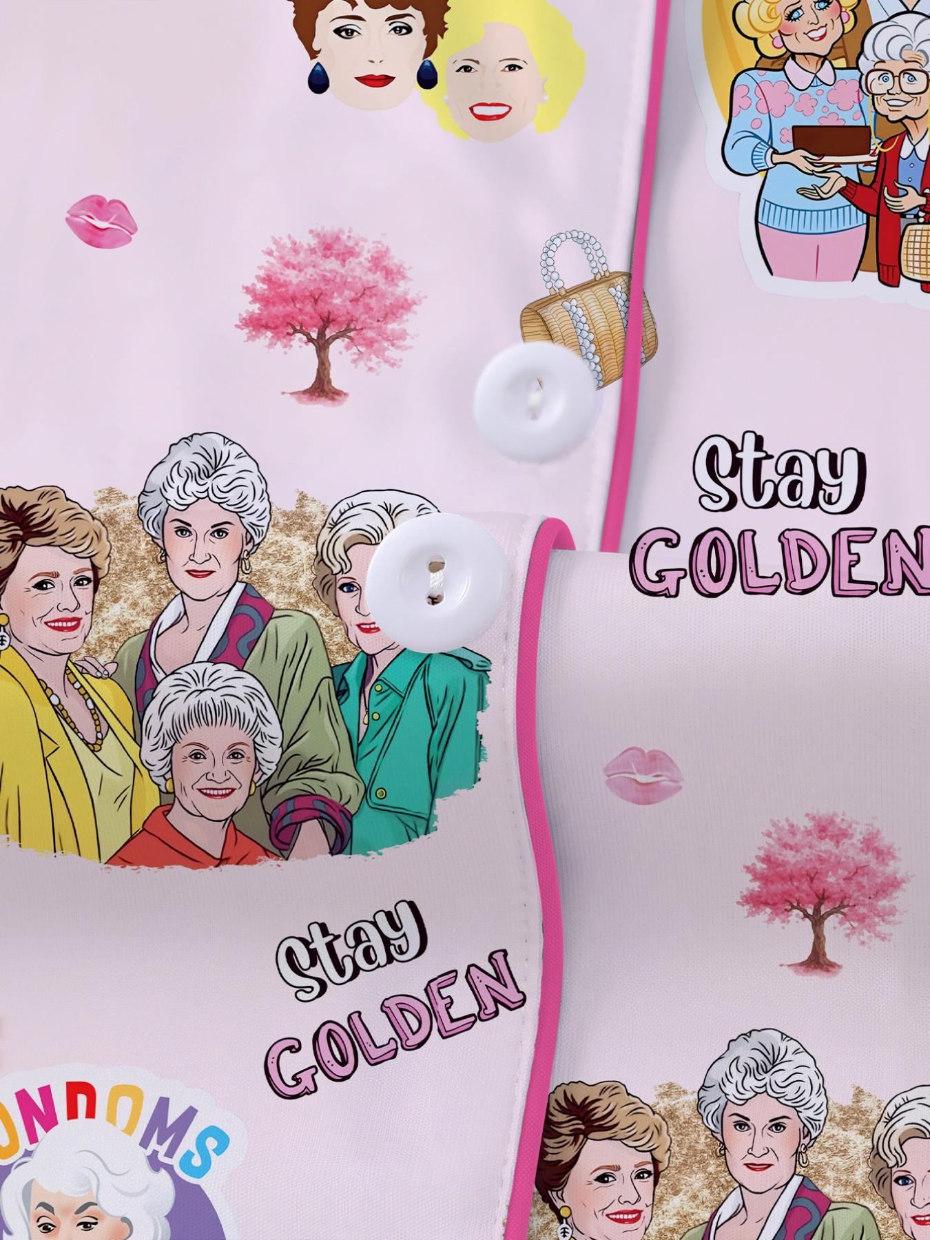 Golden Girl Sleepwear Loungewear Set, Full Print Pajamas Pjs for Women, Lapel Short Sleeve Shorts, Matching Couple & Holiday Home Wear