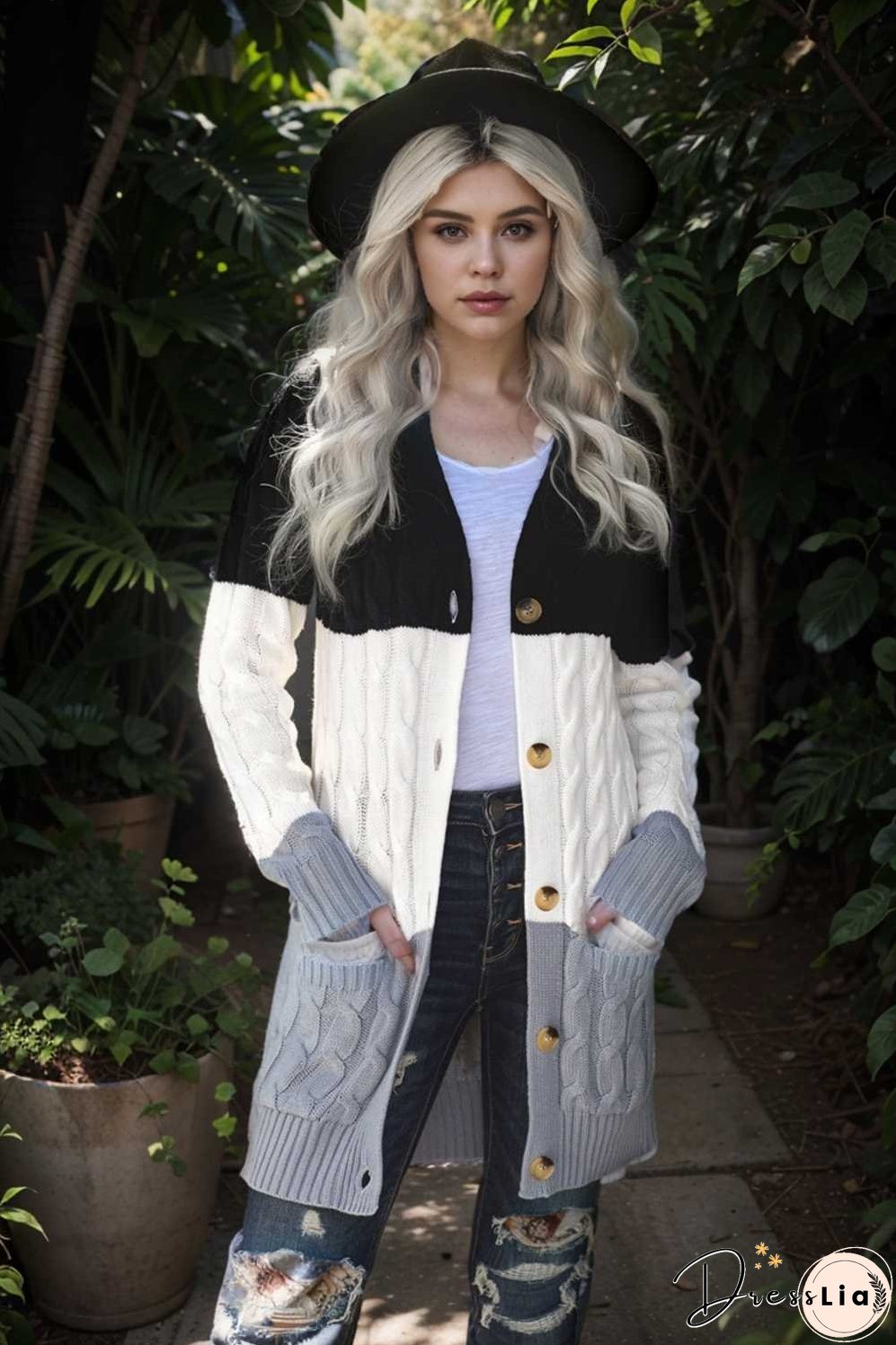 cozy cable knit button front long sleeve cardigan