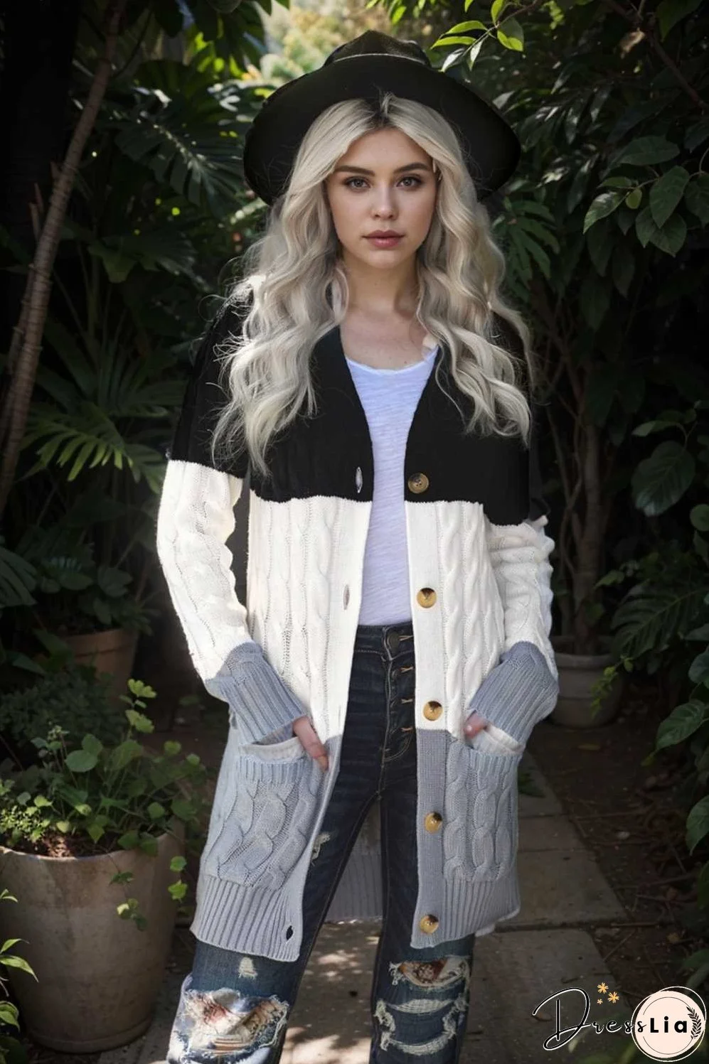 cozy cable knit button front long sleeve cardigan