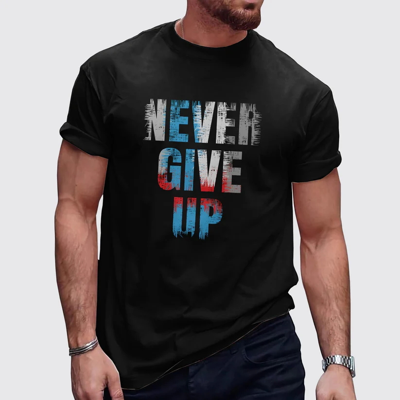 Casual Men's Motivational Printed Fitness T-Shirt