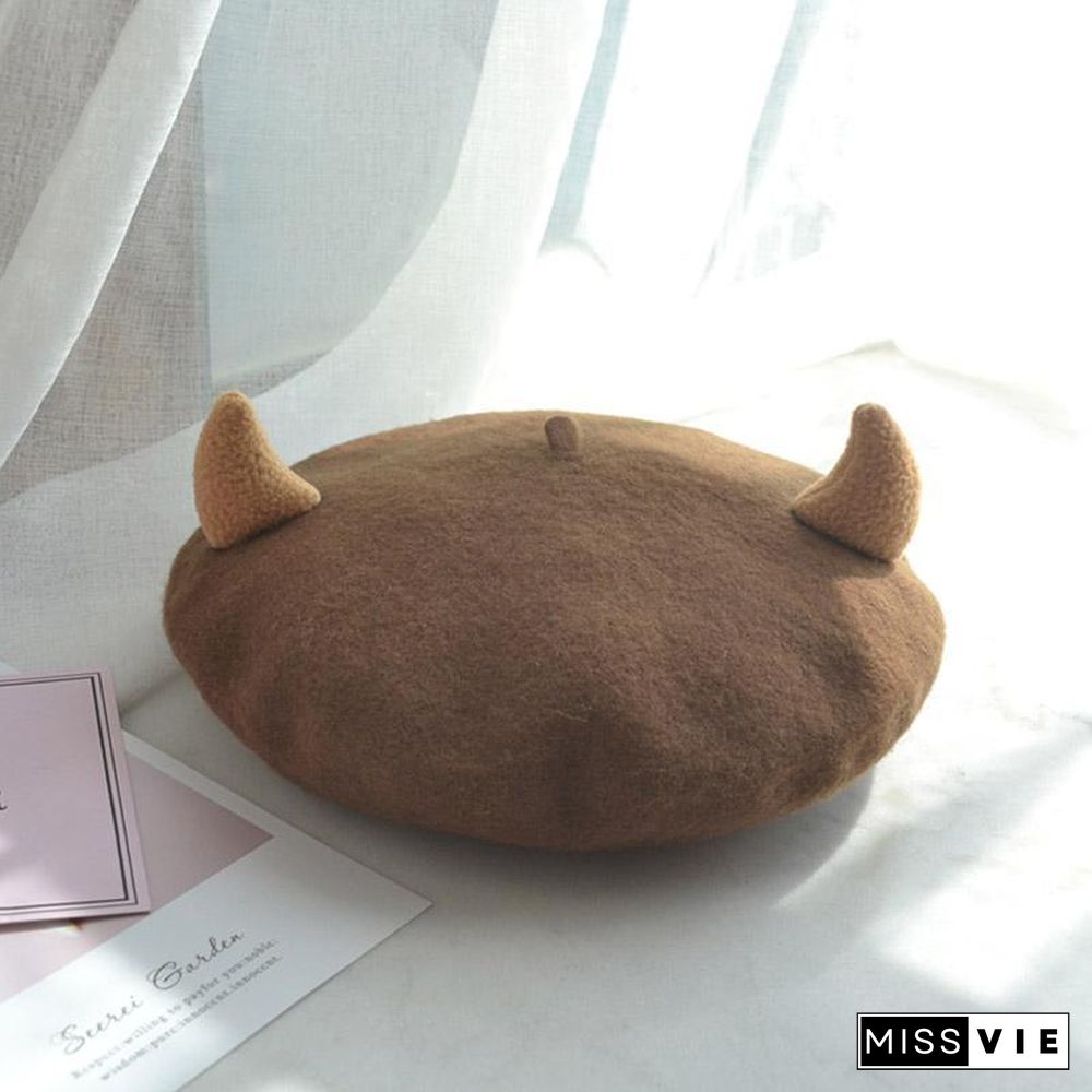 Kawaii Little Devil Horns Beret Hat