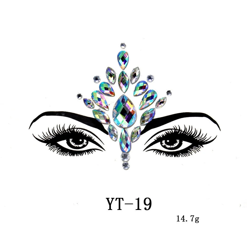 Sexy Style Rhinestone Acrylic Self-adhesive Jewelry Face Creative Tattoo Body Art Jewelry Masquerade Eyes Beauty Makeup Sticker