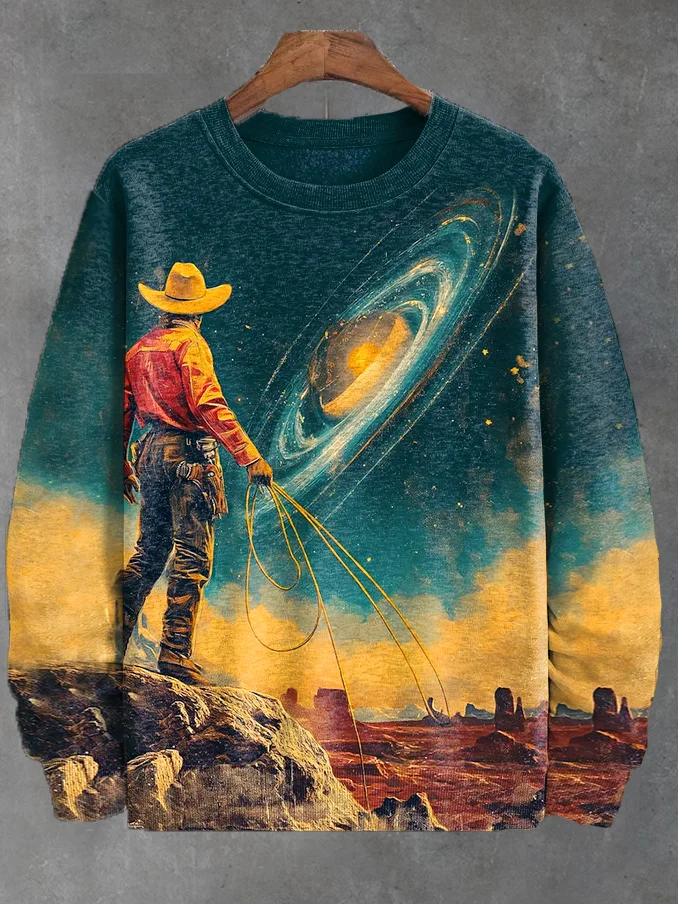 Men's Space Cowboy Cosmic Art Print Casual Sweatshirt