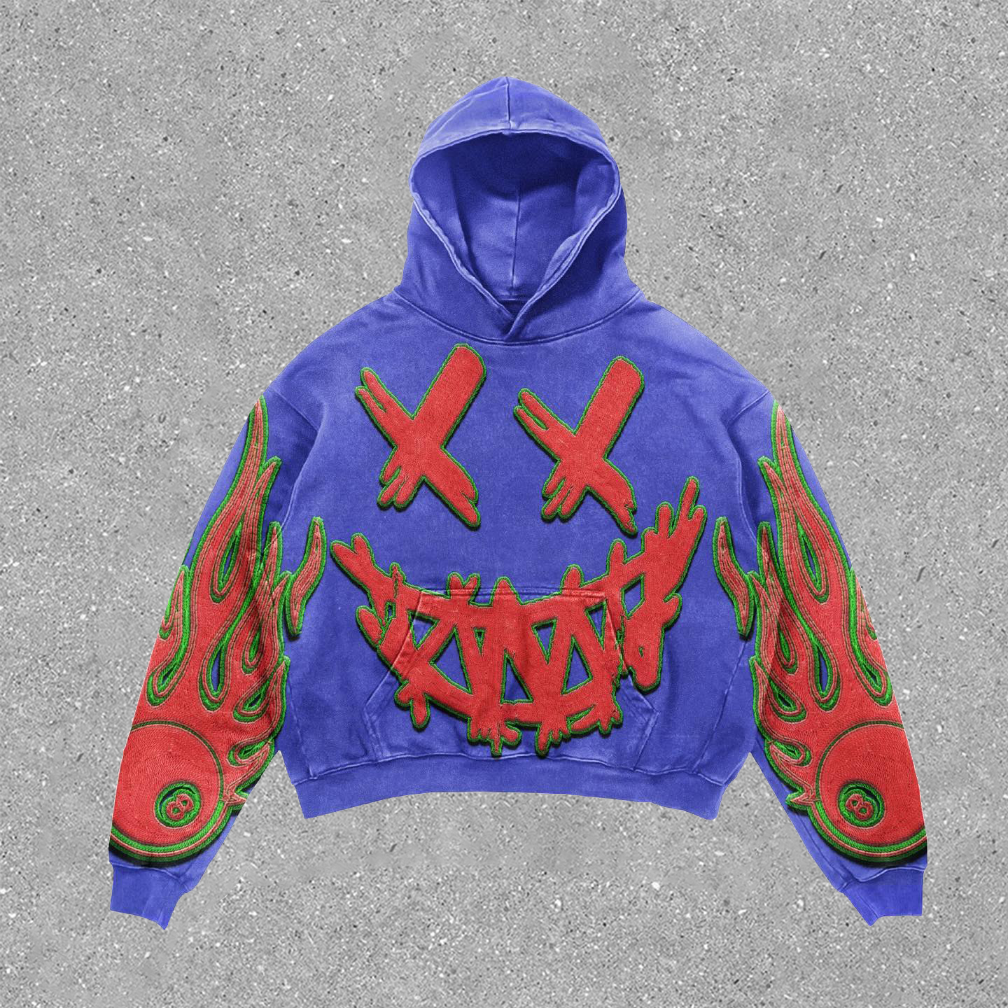 Stylish Retro Devil Smiley Print Hoodie