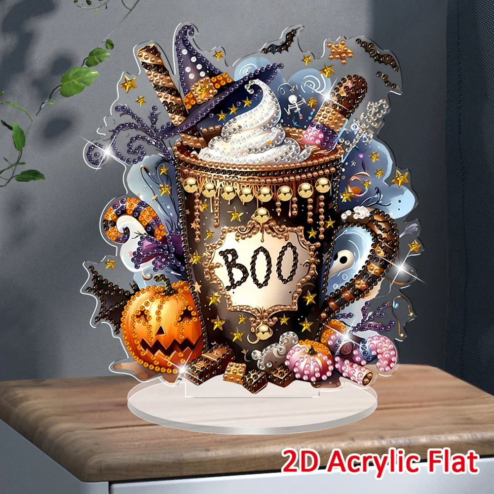 2D Flat Halloween DIY Diamond Painting Desktop Ornaments Kit for Decor (Dessert)