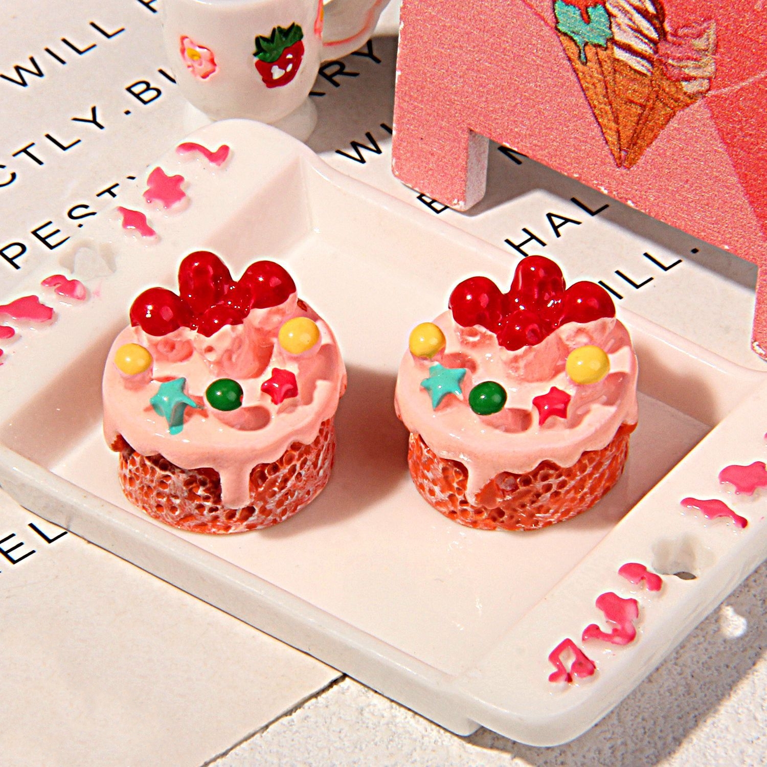 Mini Star Strawberry Cake Resin Charm
