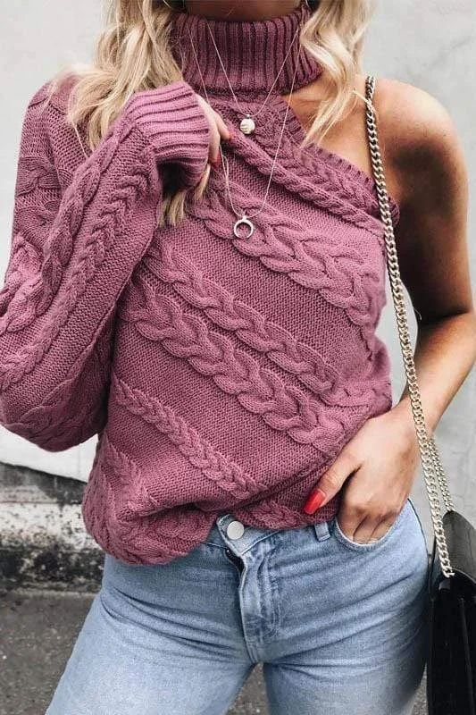 Sexy Off Shoulder Single Sleeve Sweater