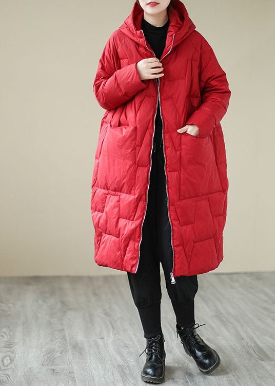 Casual Red Zip Up thick Fine Cotton Filled Coat Winter CK827- Fabulory