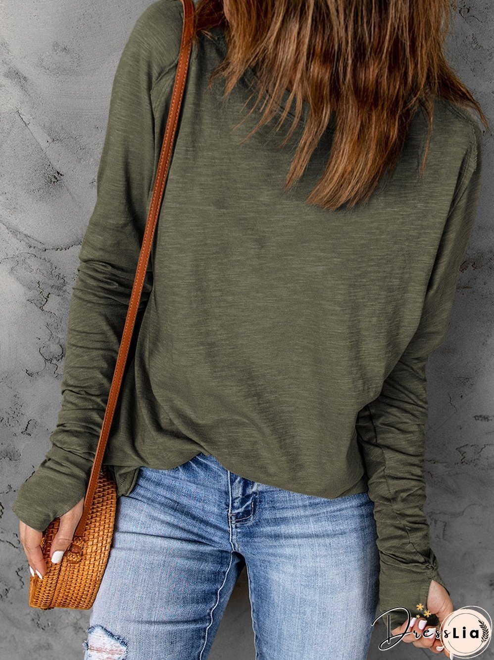 Green Classic Round Neck Long Sleeve Sweatshirt