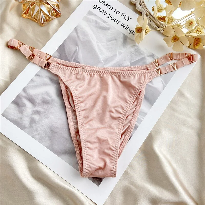 FINETOO Sexy Women Rhinestone Panties G-string Crystal Underwear Lace Pantys Femme Perspective Thong Letter Tanga Girl Lingerie