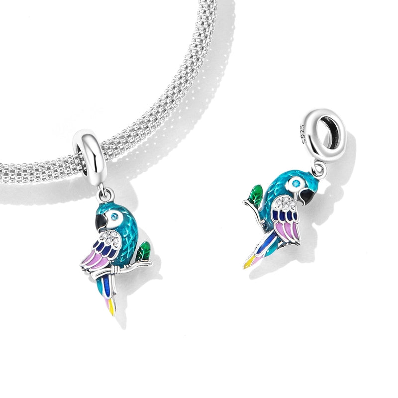 Aifule Sterling Silver S925 Parrot Pendant Bracelet Colorful Oil Necklace Zircon Vivid Bird Pendant Ornament Accessories2