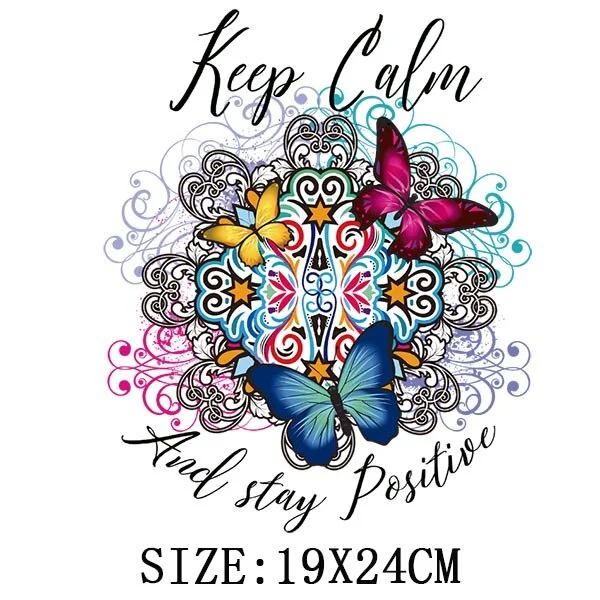 Colorful Butterfly Iron On Transfer For Clothing A-level Washable Thermal Sticker Beautiful Flower Patches On Clothes Decoration