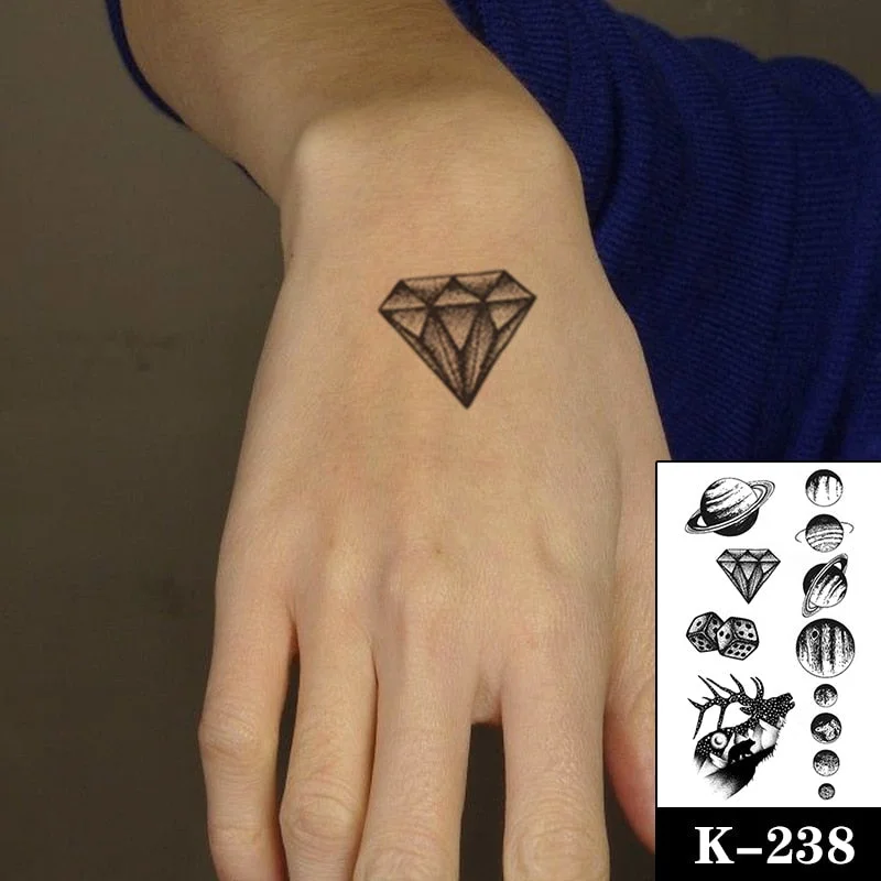 Waterproof Temporary Tattoo Sticker Black Wolf Arrow Rose Butterfly Flash Tattoos Totem Line Body Art Hand Fake Tatoos Women Men
