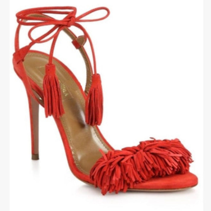 VCSHOES High Heel Strap Fringe Sandals