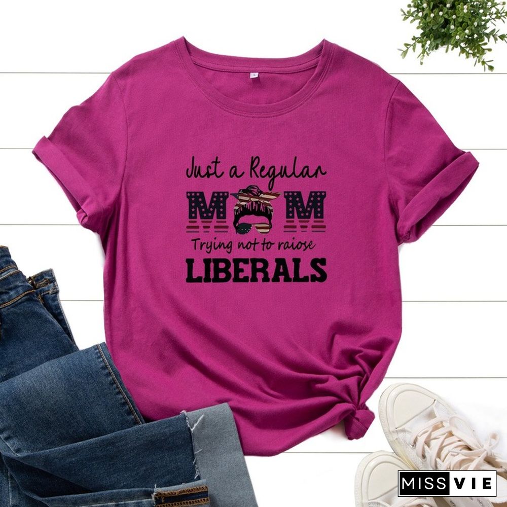 Casual Women Graphic Fashion Short Sleeve Letter Print Female Summer Cotton T-shirt Ladies Regular Daily Round Neck Tee Top