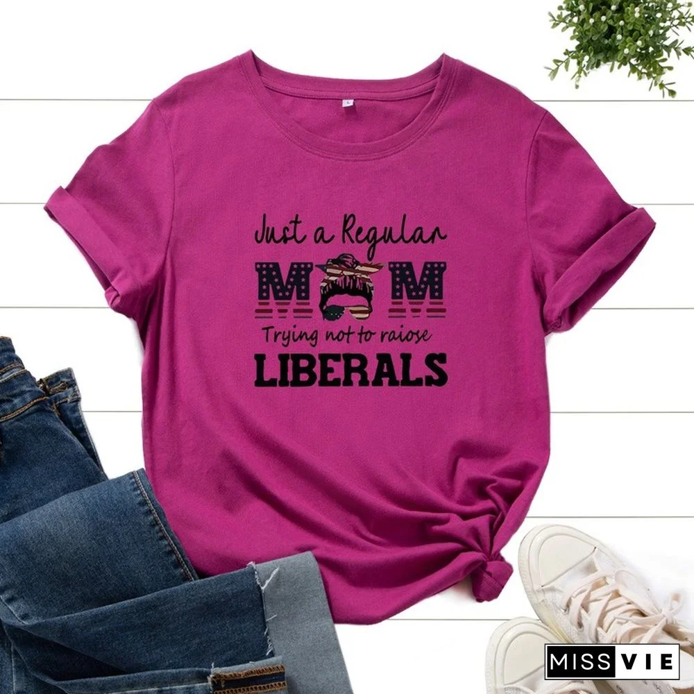 Casual Women Graphic Fashion Short Sleeve Letter Print Female Summer Cotton T-shirt Ladies Regular Daily Round Neck Tee Top