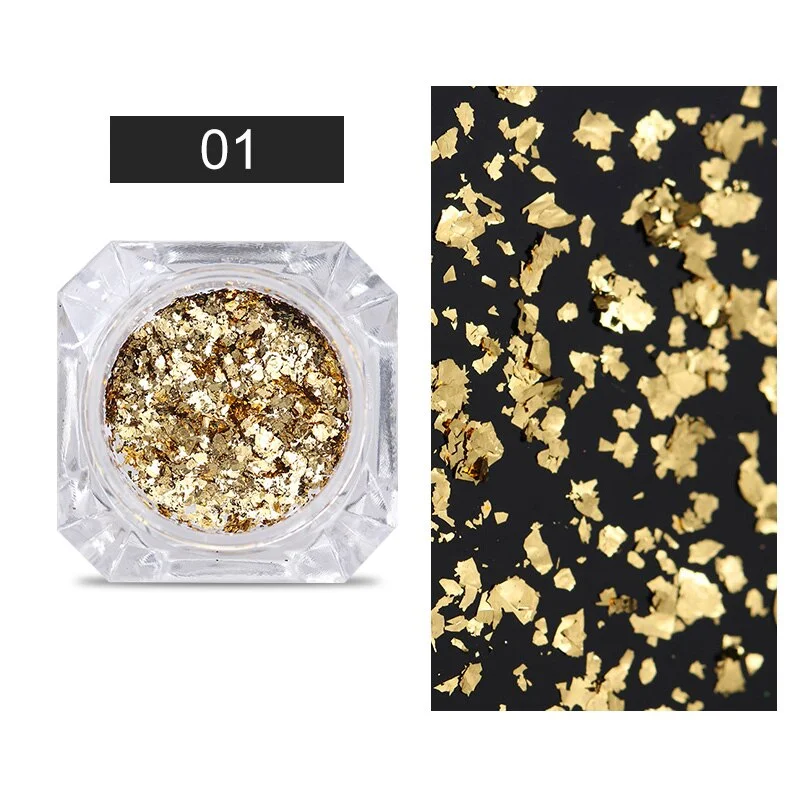 Gold Silver Irregular Aluminum Foil Paper Nail Art Sticker 3D Glitter DIY Manicures UV Gel Polish Nail Decoration Tools