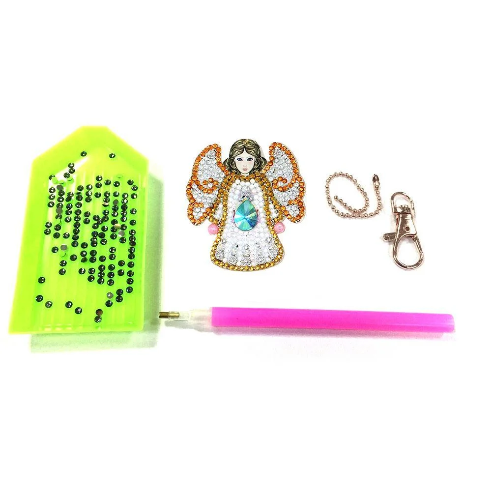 5pcs DIY Full Drill Special Shaped Diamond Painting Angel Fashion Keyring