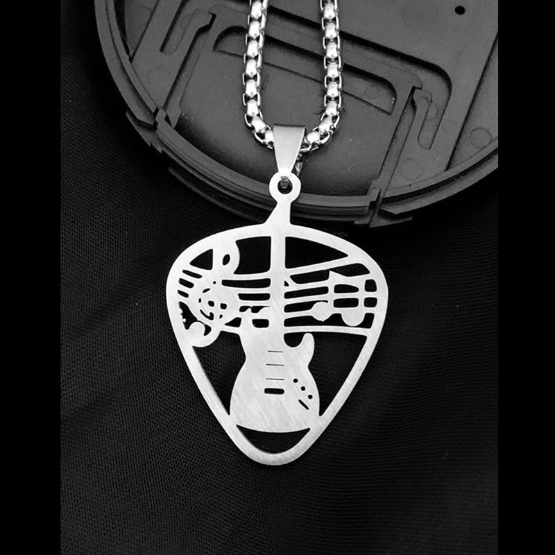 Jewelry Casual Minimalist Guitar Notes Titanium Steel Hollow Out Stainless Steel Necklaces