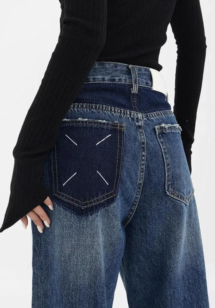 Brownm Pocket Straight Leg Denim Jeans