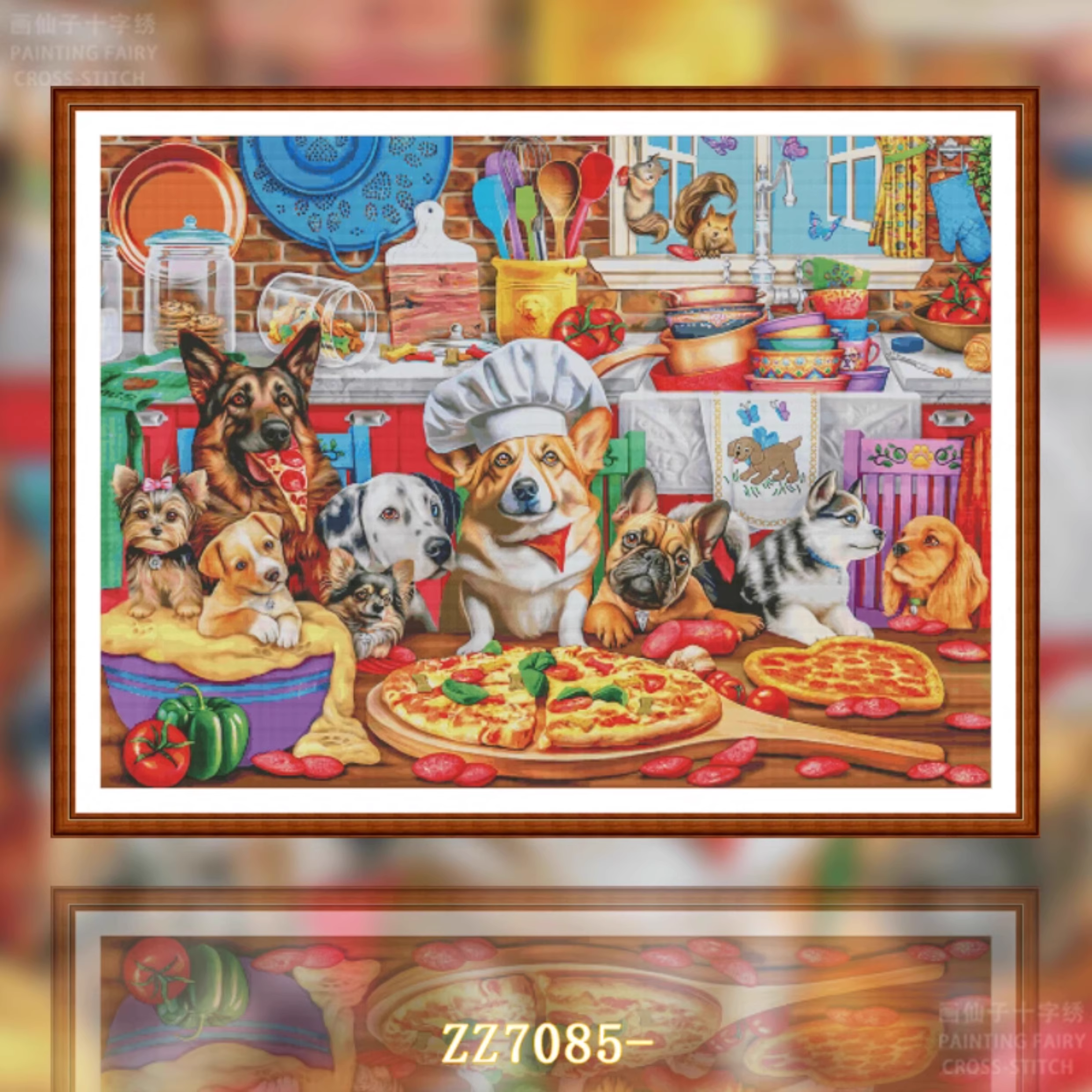 【ZZ7085- Dog Gourmet Home】 Painting Fairy Cross Stitch
