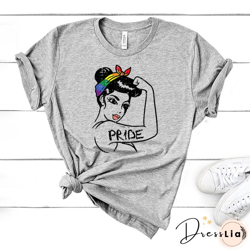 Women'S Fashion Summer Clothes Casual Tops Lgbt Printing Short Sleeved Tops Blouses Ladies T-Shirt Loose Plus Size Shirts