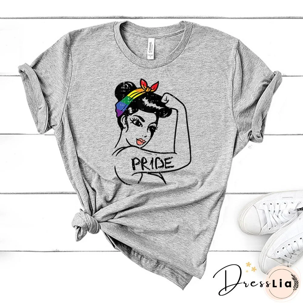 Women'S Fashion Summer Clothes Casual Tops Lgbt Printing Short Sleeved Tops Blouses Ladies T-Shirt Loose Plus Size Shirts