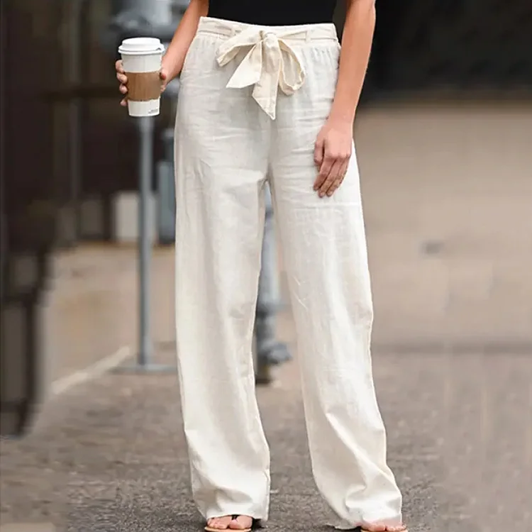 Comstylish Casual Solid Color Pocket Loose Pants