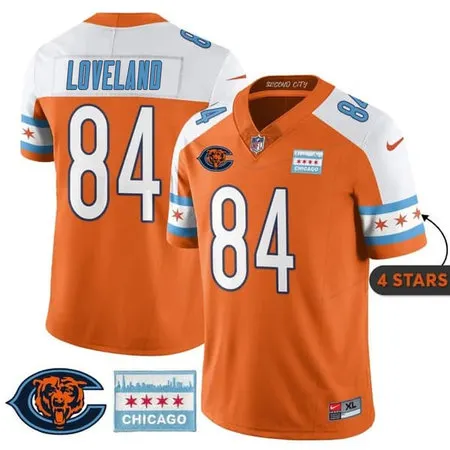 Men's Chicago Bears #84 Colston Loveland Orange Alternate City Edition With Chicago Flag Vapor F.U.S.E. Untouchable Limited Jersey