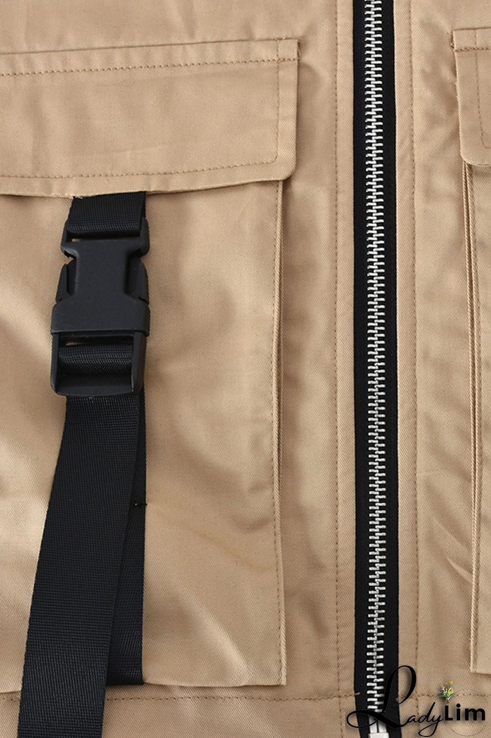 Purple Casual Street Solid Split Joint Pocket Zipper Tops