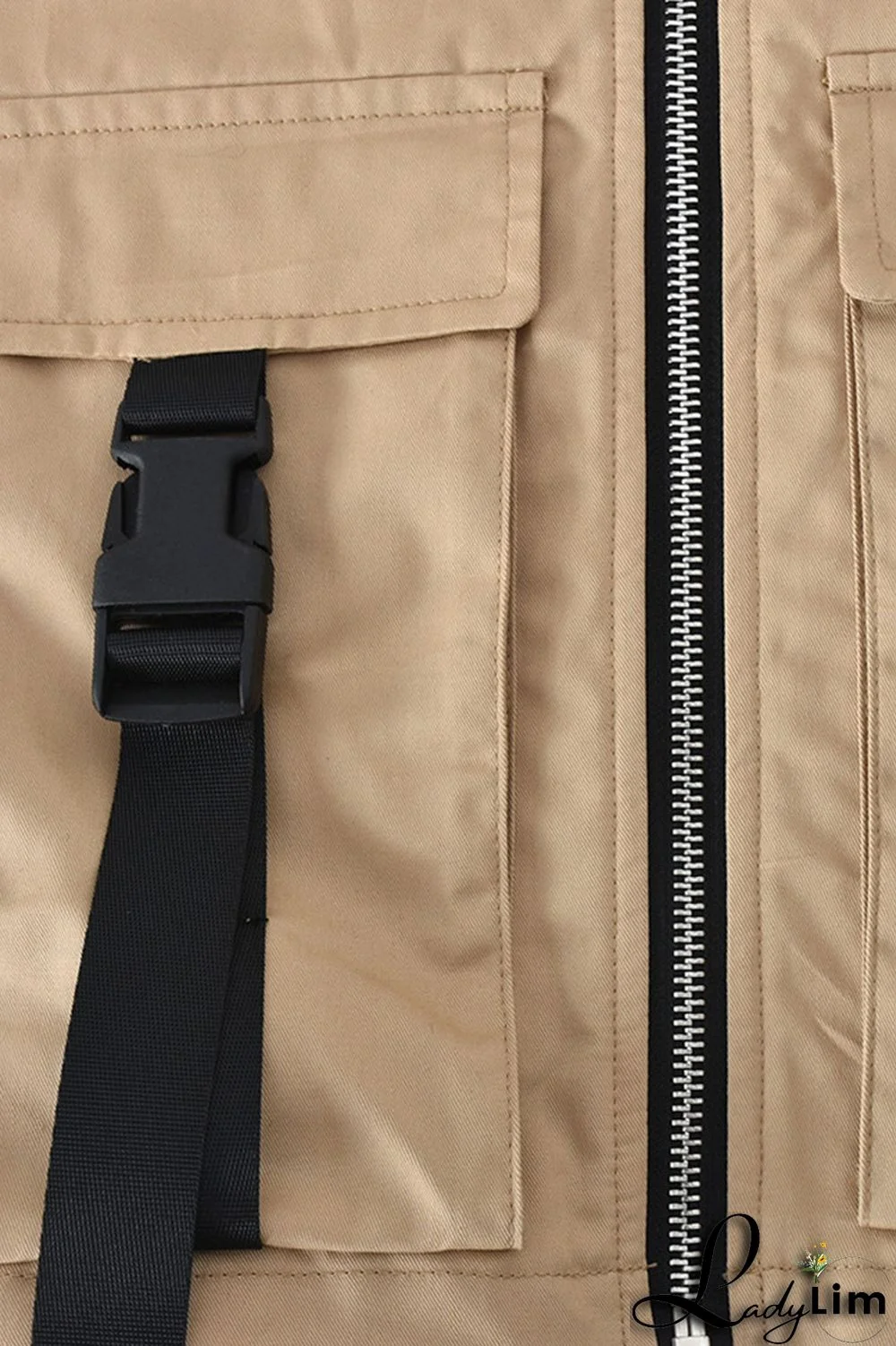 Purple Casual Street Solid Split Joint Pocket Zipper Tops