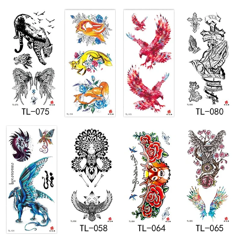 Flower arm waterproof tattoo stickers half arm painted animal durable waterproof European and American temporary tattoo stickers