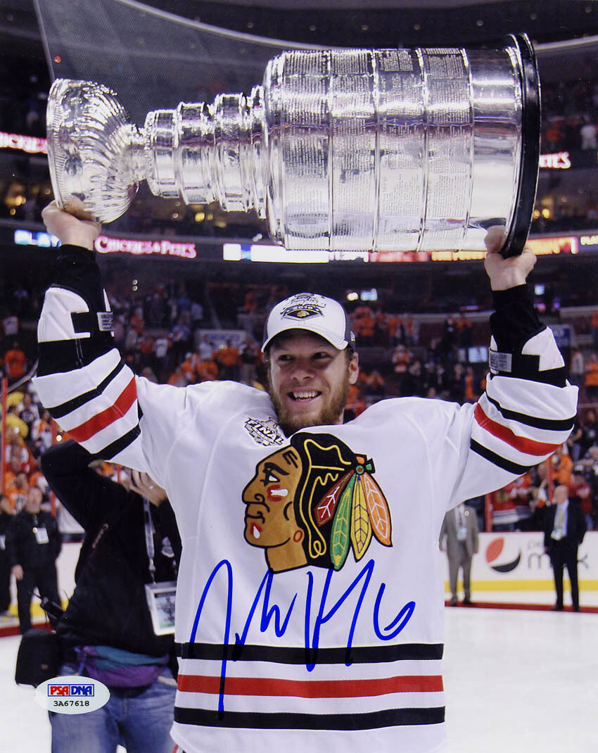 Jordan Hendry SIGNED 8x10 Photo Poster painting Chicago Blackhawks ITP PSA/DNA AUTOGRAPHED