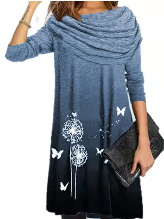 Women Long Sleeve V-neck Graphic Floral Printed Top