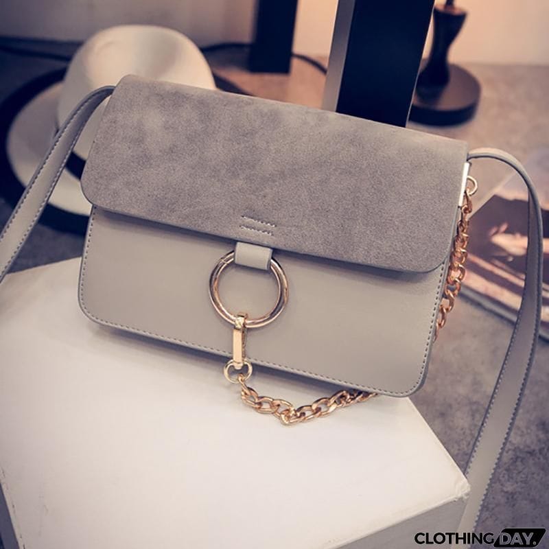 Patchwork  O Ring Chains Shoulder Bags