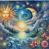Sun Moon Ocean And Flowers-11CT Stamped Cross Stitch 40*40cm/15.75*15.75in