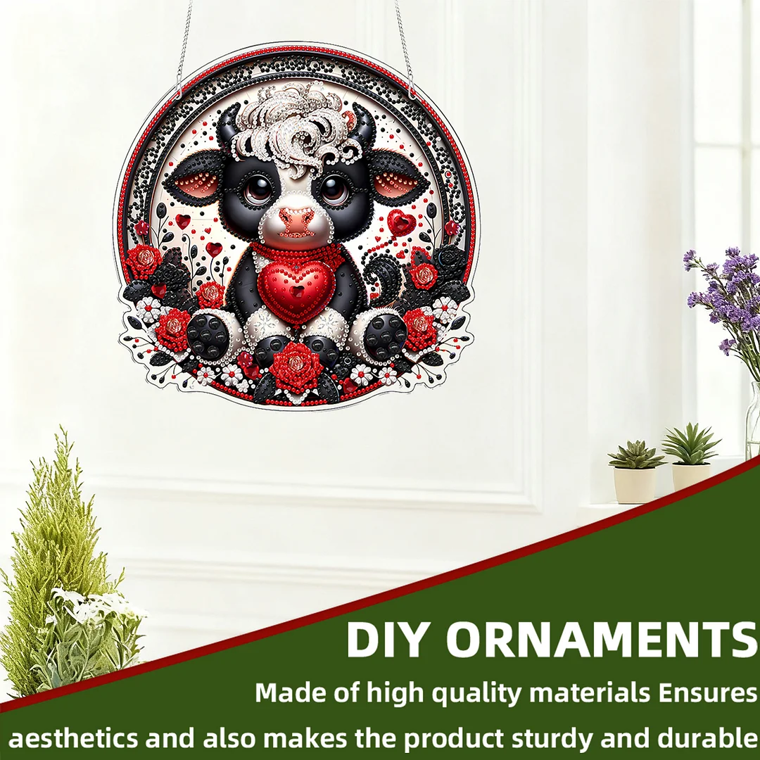 Heart 2D Flat DIY Acrylic Diamond Painting Pendants Crafts for Home Wall Decor