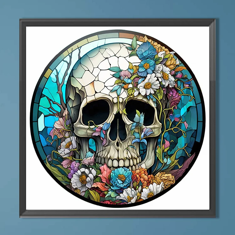 Flowers Skull - Full Round Drill Diamond Painting - 40*40CM(Canvas)