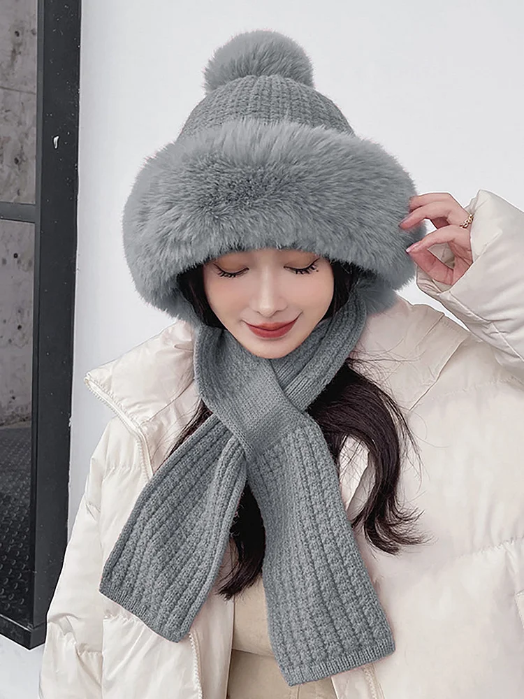 Women Winter Solid Color Korean Adult Plush Hat