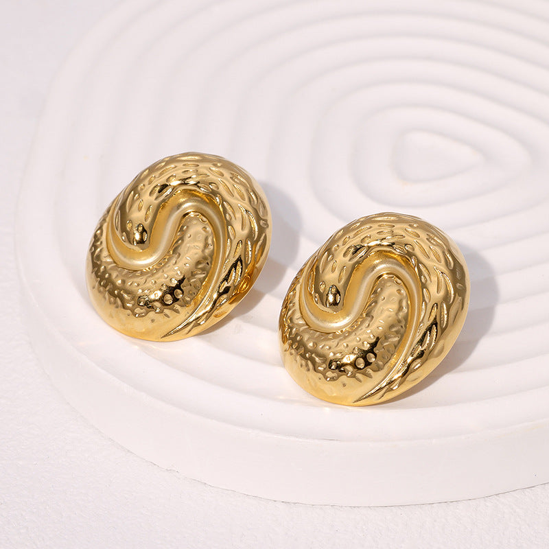 Retro Earrings French Style Personality Design Geometric Stainless Steel Earrings For Women