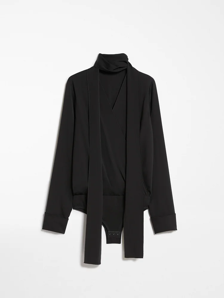 Silk shirt-style bodysuit - BLACK