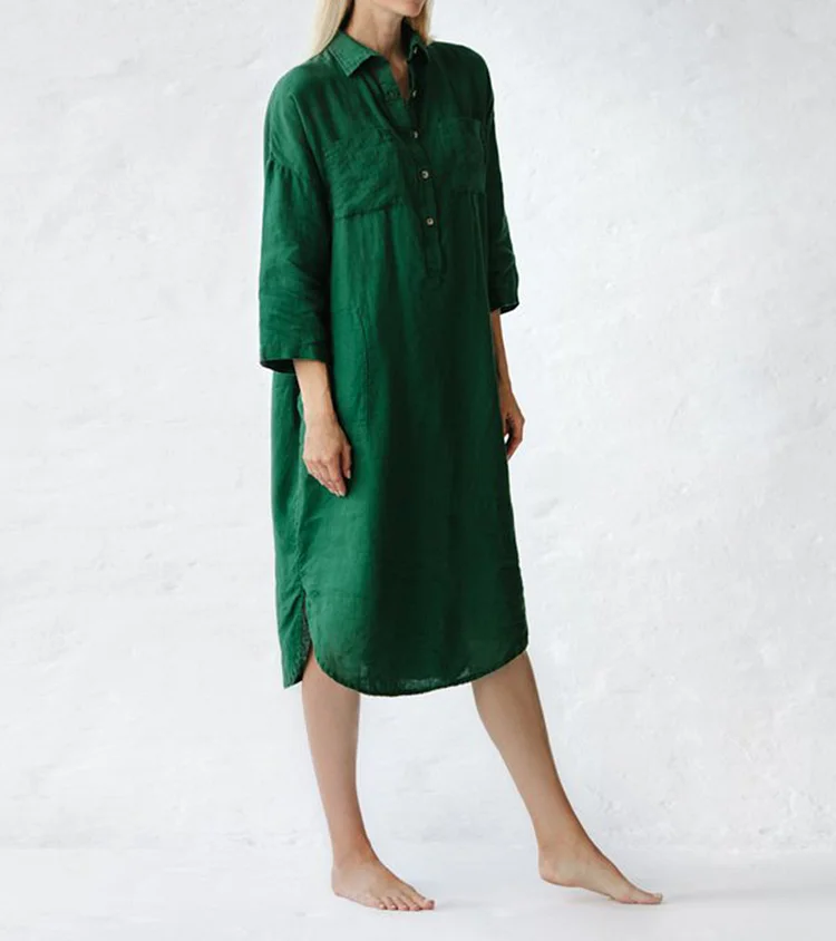 Nature Linen Loose Shirt Dress