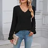 Gioiacombo&trade; Top in morbido pizzo a maniche lunghe lavorato a maglia da donna